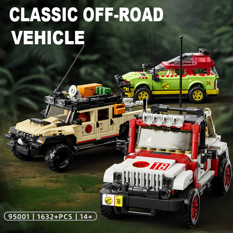 Model Kit Dinosaur - 1632-delige Jurassic Dinosaur Off-Road Vehicle bouwstenenset
