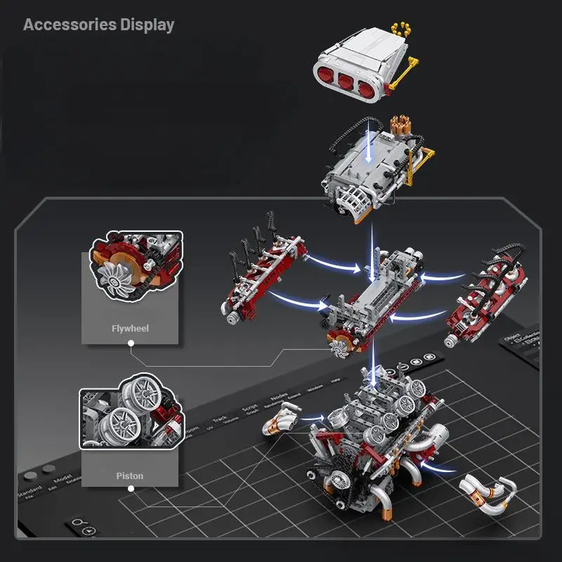 2347-delige hoogsimulatie tech - Model Kit Engine V8 recensie en prijs